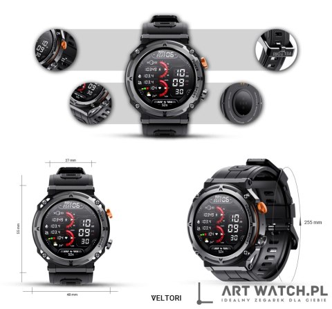 Smartwatch VELTORI VT130-1 Czarny Pasek Silikonowy