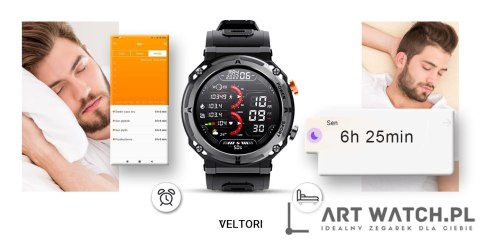 Smartwatch VELTORI VT130-1 Czarny Pasek Silikonowy
