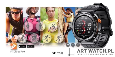 Smartwatch VELTORI VT130-1 Czarny Pasek Silikonowy
