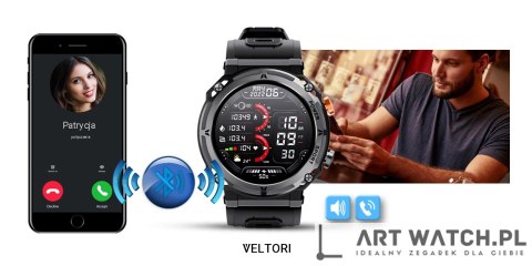 Smartwatch VELTORI VT130-1 Czarny Pasek Silikonowy
