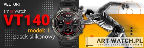 Smartwatch VELTORI VT140-1 Czarny Pasek Silikonowy