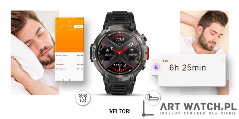 Smartwatch VELTORI VT140-1 Czarny Pasek Silikonowy