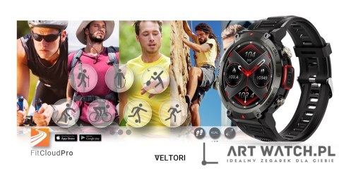 Smartwatch VELTORI VT140-1 Czarny Pasek Silikonowy