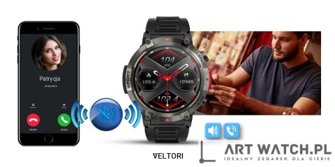 Smartwatch VELTORI VT140-1 Czarny Pasek Silikonowy