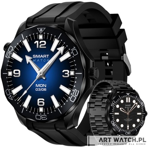 Smartwatch VELTORI VT150-1 Czarny Pasek Silikonowy + Czarna Bransoleta