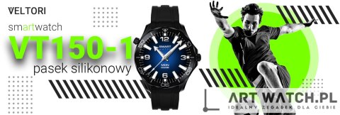 Smartwatch VELTORI VT150-1 Czarny Pasek Silikonowy + Czarna Bransoleta