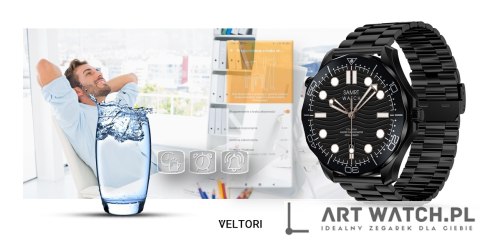 Smartwatch VELTORI VT150-1 Czarny Pasek Silikonowy + Czarna Bransoleta
