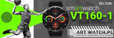 Smartwatch VELTORI VT160-1 Czarny Pasek Silikonowy