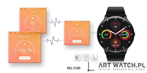 Smartwatch VELTORI VT160-1 Czarny Pasek Silikonowy