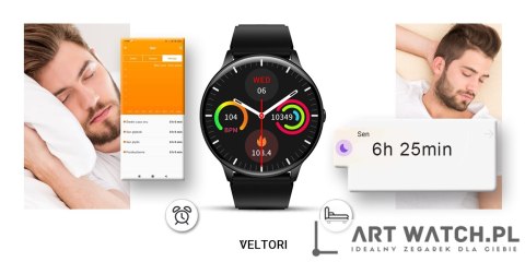 Smartwatch VELTORI VT160-1 Czarny Pasek Silikonowy