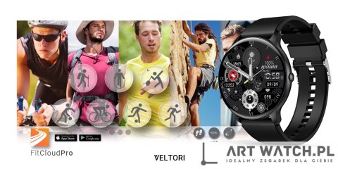 Smartwatch VELTORI VT160-1 Czarny Pasek Silikonowy