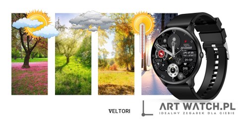 Smartwatch VELTORI VT160-1 Czarny Pasek Silikonowy