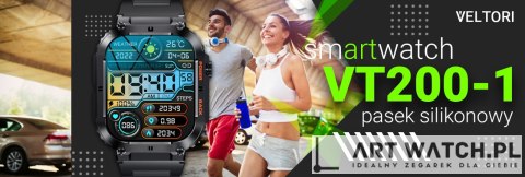 Smartwatch VELTORI VT200-1 Czarny Pasek Silikonowy