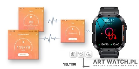 Smartwatch VELTORI VT200-1 Czarny Pasek Silikonowy