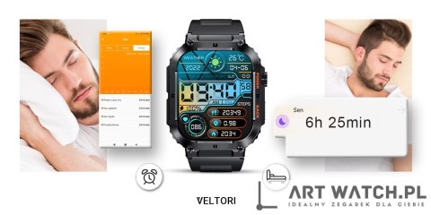 Smartwatch VELTORI VT200-1 Czarny Pasek Silikonowy