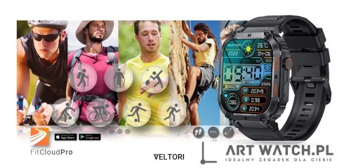 Smartwatch VELTORI VT200-1 Czarny Pasek Silikonowy