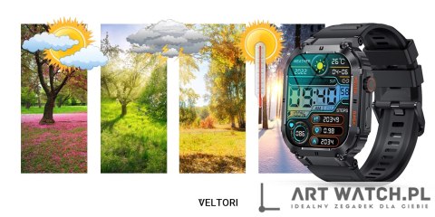 Smartwatch VELTORI VT200-1 Czarny Pasek Silikonowy