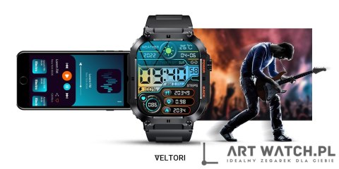 Smartwatch VELTORI VT200-1 Czarny Pasek Silikonowy