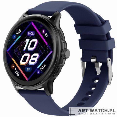 Smartwatch Damski GRAVITY GT12-2 Granatowy Pasek Silikonowy + Czarna Bransoleta