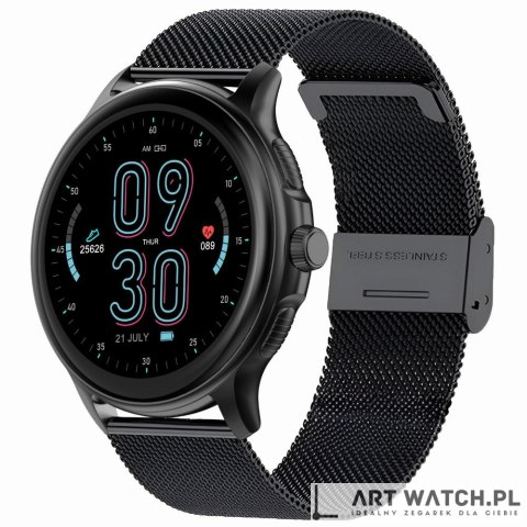 Smartwatch Damski GRAVITY GT12-2 Granatowy Pasek Silikonowy + Czarna Bransoleta