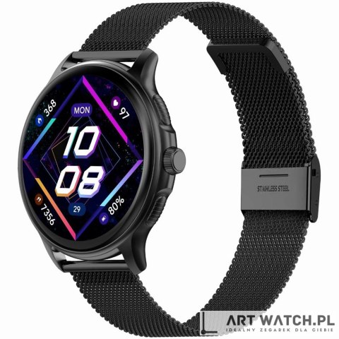 Smartwatch Damski GRAVITY GT12-2 Granatowy Pasek Silikonowy + Czarna Bransoleta