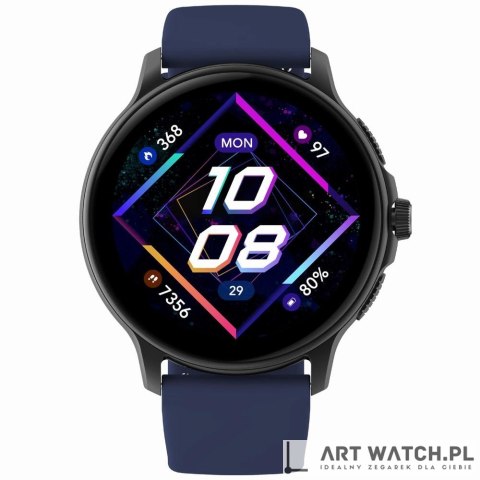 Smartwatch Damski GRAVITY GT12-2 Granatowy Pasek Silikonowy + Czarna Bransoleta