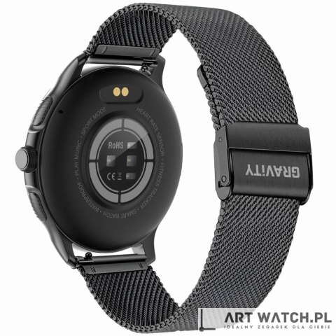 Smartwatch Damski GRAVITY GT12-2 Granatowy Pasek Silikonowy + Czarna Bransoleta