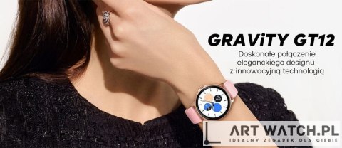 Smartwatch Damski GRAVITY GT12-2 Granatowy Pasek Silikonowy + Czarna Bransoleta