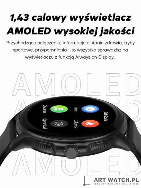 Smartwatch Damski GRAVITY GT12-2 Granatowy Pasek Silikonowy + Czarna Bransoleta