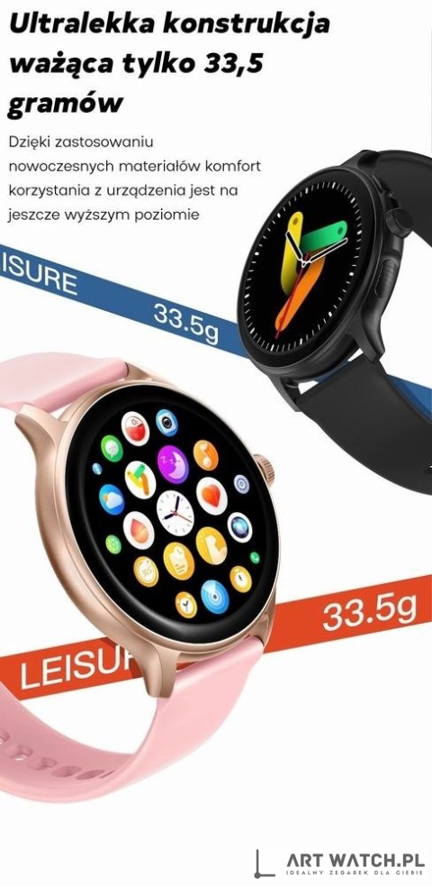 Smartwatch Damski GRAVITY GT12-2 Granatowy Pasek Silikonowy + Czarna Bransoleta