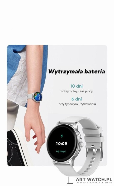 Smartwatch Damski GRAVITY GT12-2 Granatowy Pasek Silikonowy + Czarna Bransoleta
