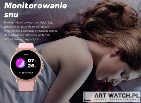 Smartwatch Damski GRAVITY GT12-2 Granatowy Pasek Silikonowy + Czarna Bransoleta