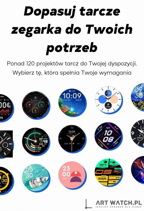 Smartwatch Damski GRAVITY GT12-2 Granatowy Pasek Silikonowy + Czarna Bransoleta