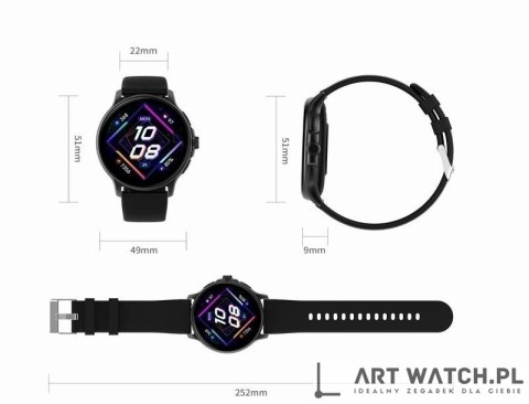 Smartwatch Damski GRAVITY GT12-2 Granatowy Pasek Silikonowy + Czarna Bransoleta
