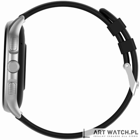 Smartwatch Damski GRAVITY GT12-7 Czarny Pasek Silikonowy + Srebrna Bransoleta