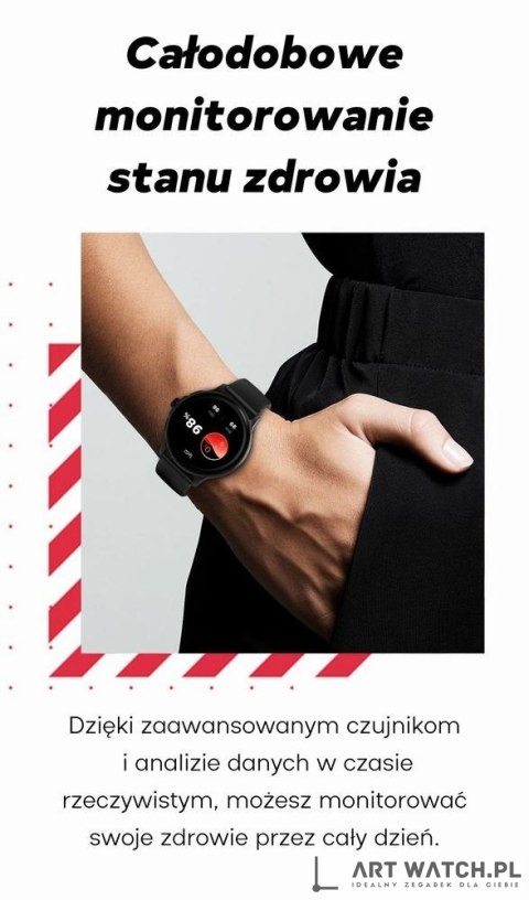 Smartwatch Damski GRAVITY GT12-7 Czarny Pasek Silikonowy + Srebrna Bransoleta