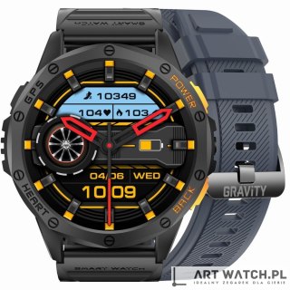 Smartwatch Męski GRAVITY GPS GT24-1 Czarny Pasek Silikonowy + Granatowy Pasek Silikonowy