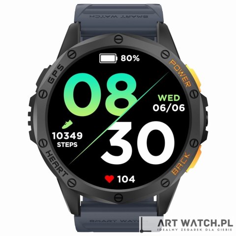 Smartwatch Męski GRAVITY GPS GT24-1 Czarny Pasek Silikonowy + Granatowy Pasek Silikonowy