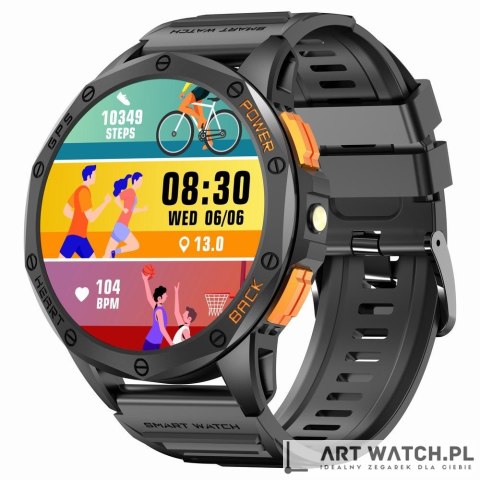 Smartwatch Męski GRAVITY GPS GT24-1 Czarny Pasek Silikonowy + Granatowy Pasek Silikonowy