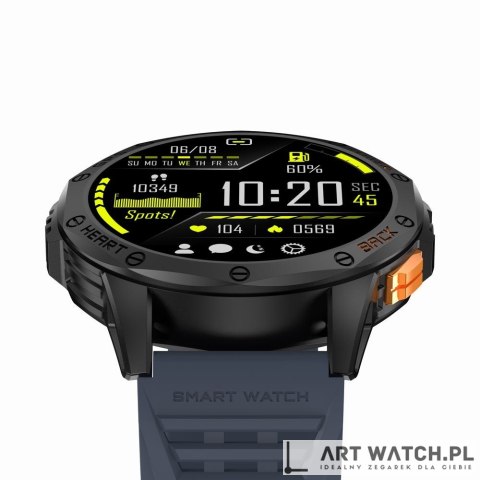 Smartwatch Męski GRAVITY GPS GT24-1 Czarny Pasek Silikonowy + Granatowy Pasek Silikonowy