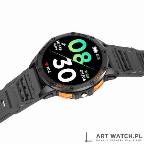 Smartwatch Męski GRAVITY GPS GT24-1 Czarny Pasek Silikonowy + Granatowy Pasek Silikonowy