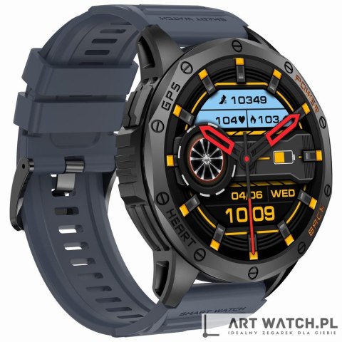 Smartwatch Męski GRAVITY GPS GT24-1 Czarny Pasek Silikonowy + Granatowy Pasek Silikonowy