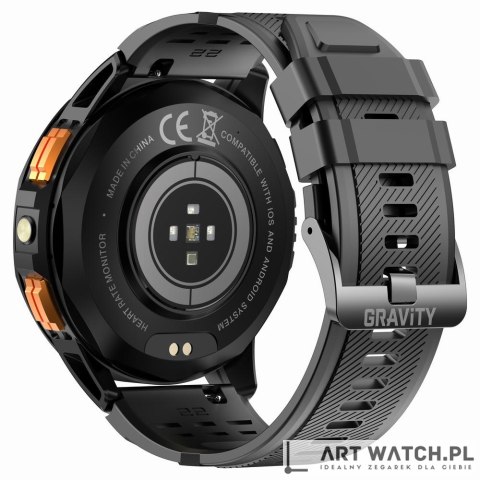 Smartwatch Męski GRAVITY GPS GT24-1 Czarny Pasek Silikonowy + Granatowy Pasek Silikonowy
