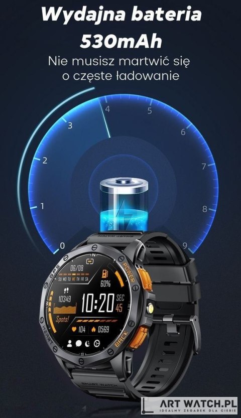 Smartwatch Męski GRAVITY GPS GT24-1 Czarny Pasek Silikonowy + Granatowy Pasek Silikonowy