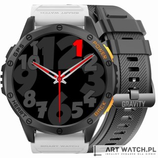 Smartwatch Męski GRAVITY GPS GT24-2 Czarny Pasek Silikonowy + Biały Pasek Silikonowy