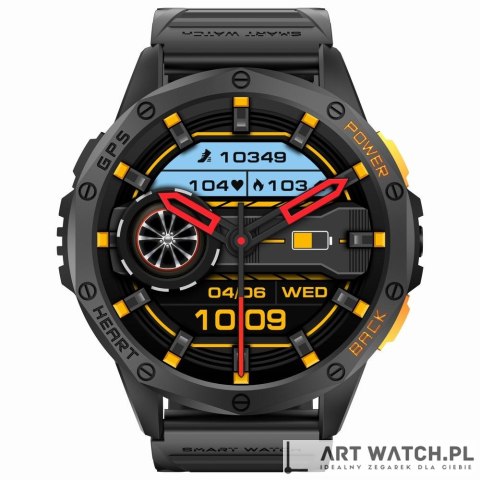 Smartwatch Męski GRAVITY GPS GT24-2 Czarny Pasek Silikonowy + Biały Pasek Silikonowy