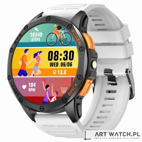 Smartwatch Męski GRAVITY GPS GT24-2 Czarny Pasek Silikonowy + Biały Pasek Silikonowy