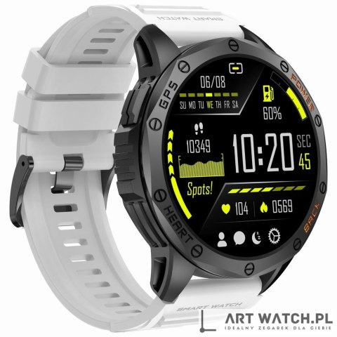 Smartwatch Męski GRAVITY GPS GT24-2 Czarny Pasek Silikonowy + Biały Pasek Silikonowy