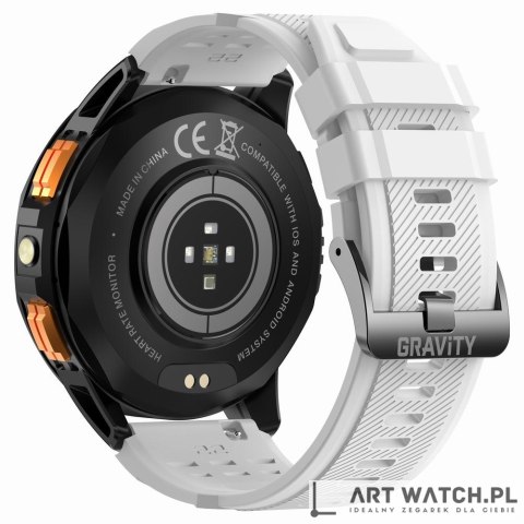 Smartwatch Męski GRAVITY GPS GT24-2 Czarny Pasek Silikonowy + Biały Pasek Silikonowy