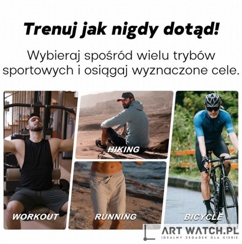 Smartwatch Męski GRAVITY GPS GT24-2 Czarny Pasek Silikonowy + Biały Pasek Silikonowy